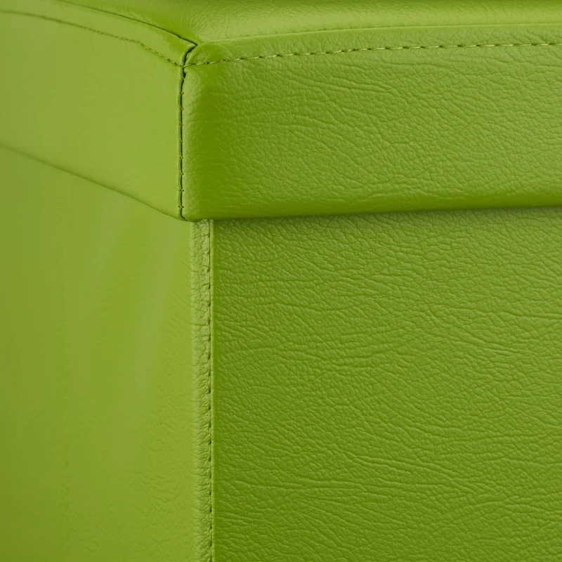 Tabouret de rangement pliant 38 x 76 x 38 cm avec capacité de 85 litres design moderne en similicuir vert 13_0005716