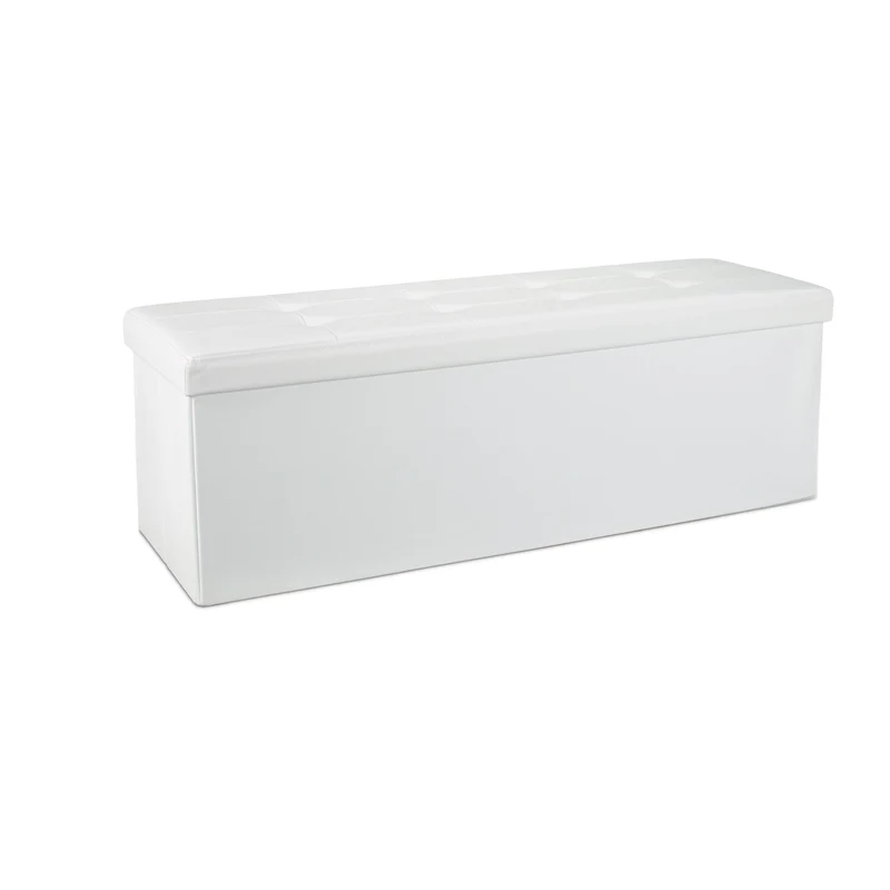 Tabouret de rangement pliant polyvalent 38 x 114 x 38 cm design moderne finition chic en similicuir gris 13_0005127