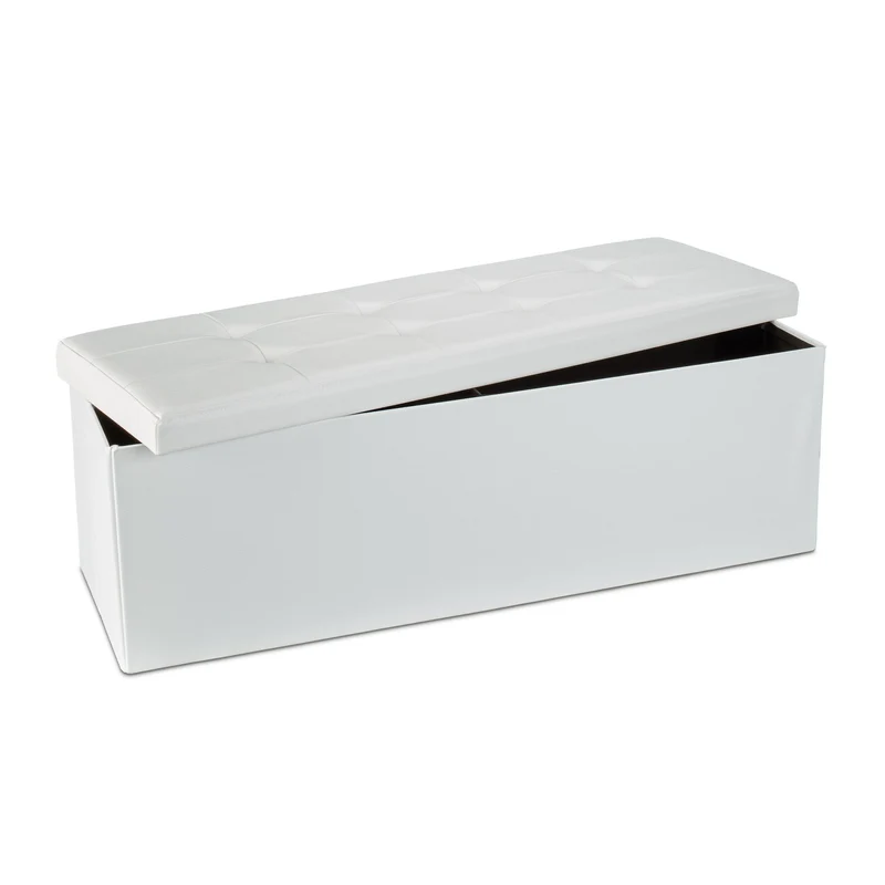 Tabouret de rangement pliant polyvalent 38 x 114 x 38 cm design moderne finition chic en similicuir gris 13_0005127