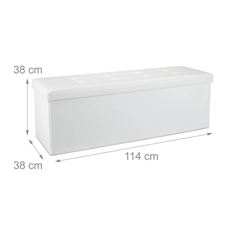 Tabouret de rangement pliant polyvalent 38 x 114 x 38 cm design moderne finition chic en similicuir gris 13_0005127