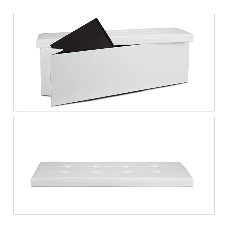 Tabouret de rangement pliant polyvalent 38 x 114 x 38 cm design moderne finition chic en similicuir gris 13_0005127