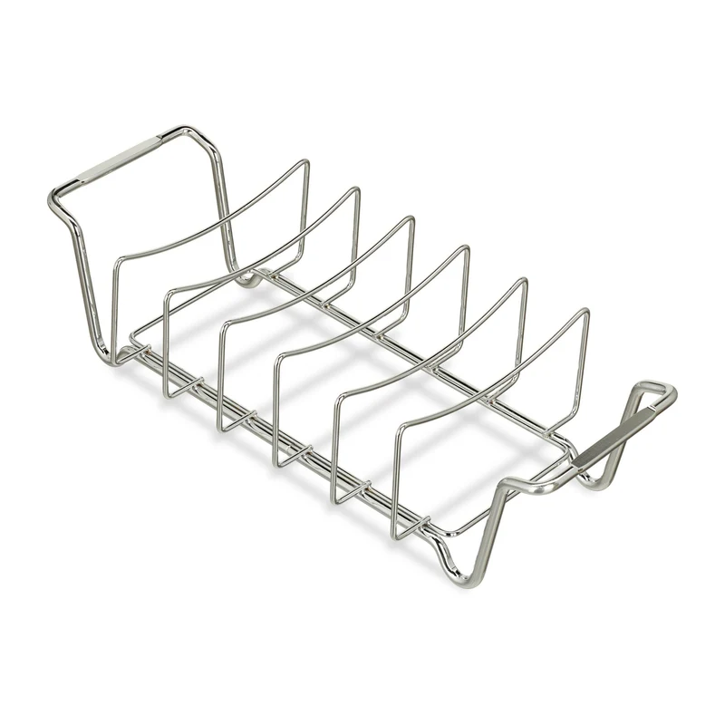Support pour côtelettes ou panier à rôtis barbecue pratique 25 x 20 x 10 cm en acier carbone noir 13_0004806