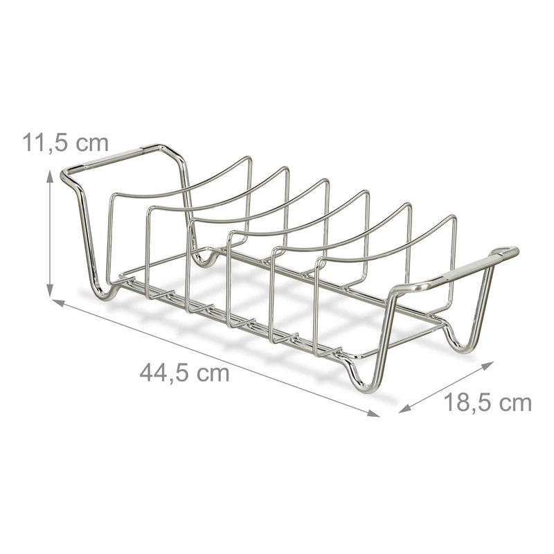 Support pour côtelettes ou panier à rôtis barbecue pratique 25 x 20 x 10 cm en acier carbone noir 13_0004806
