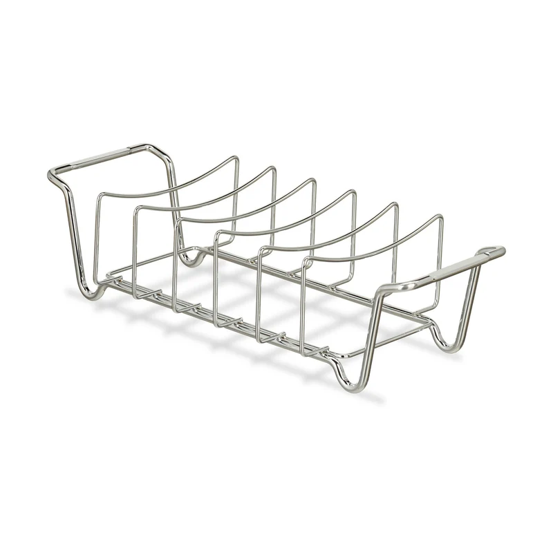 Support pour côtelettes ou panier à rôtis barbecue pratique 25 x 20 x 10 cm en acier carbone noir 13_0004806