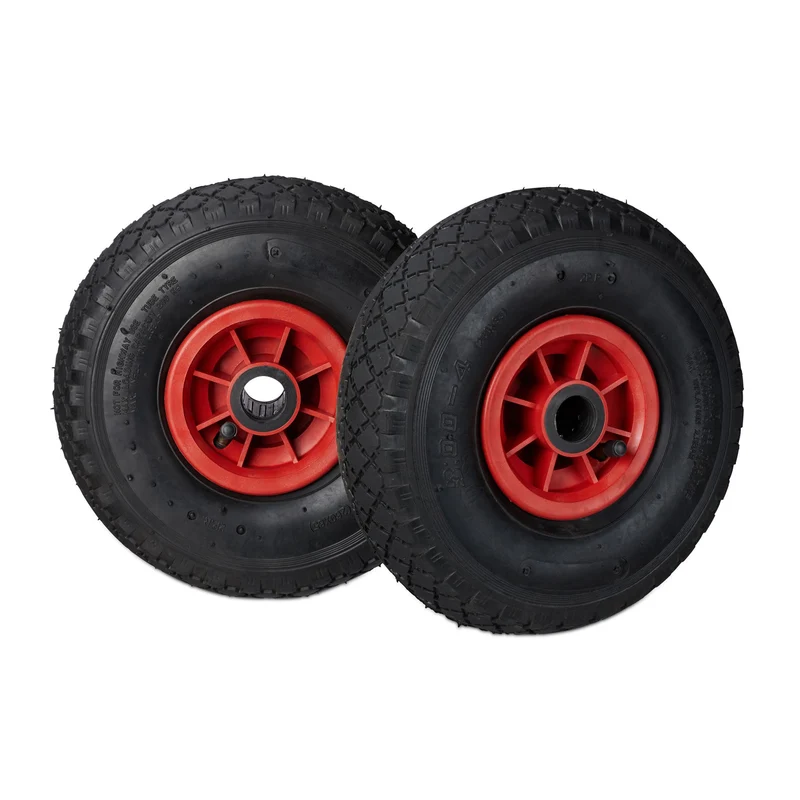Lot de 2 roues de brouette caoutchouc surface profilée 26 x 8,5 cm pour chariot jardin en caoutchouc noir 13_0007201