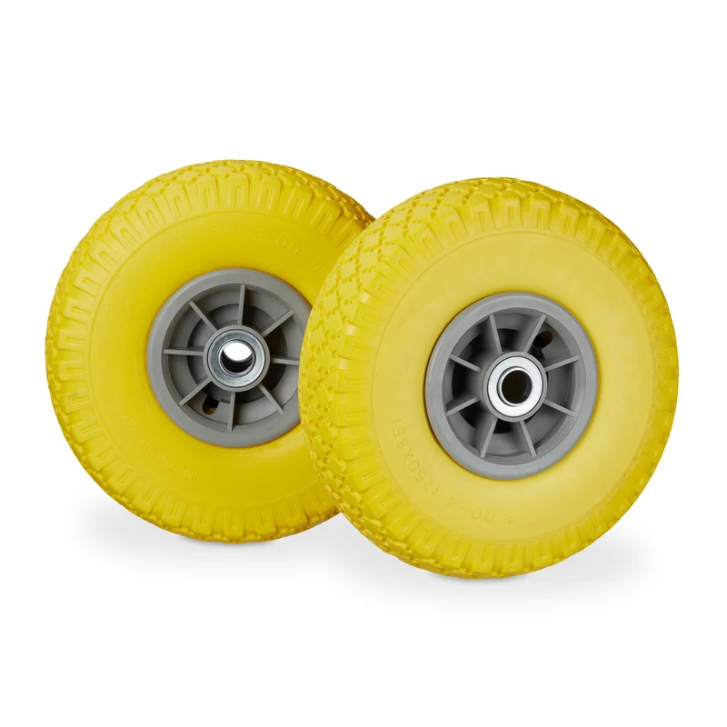 Lot de 2 roues de brouette increvables caoutchouc 26 x 8,5 cm confortables robustes en caoutchouc noir 13_0007212