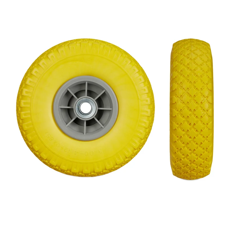 Lot de 2 roues de brouette increvables caoutchouc 26 x 8,5 cm confortables robustes en caoutchouc noir 13_0007212