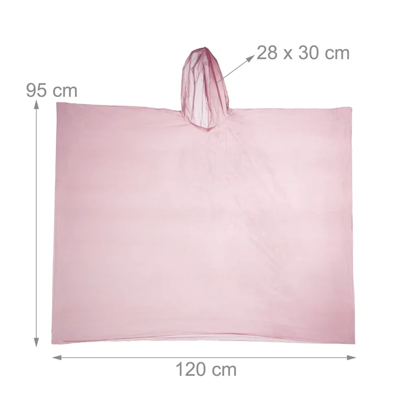 Lot de 10 ponchos de pluie jetables pratiques pour festivals randonnée 95 x 120 cm en PE transparent 13_0007618