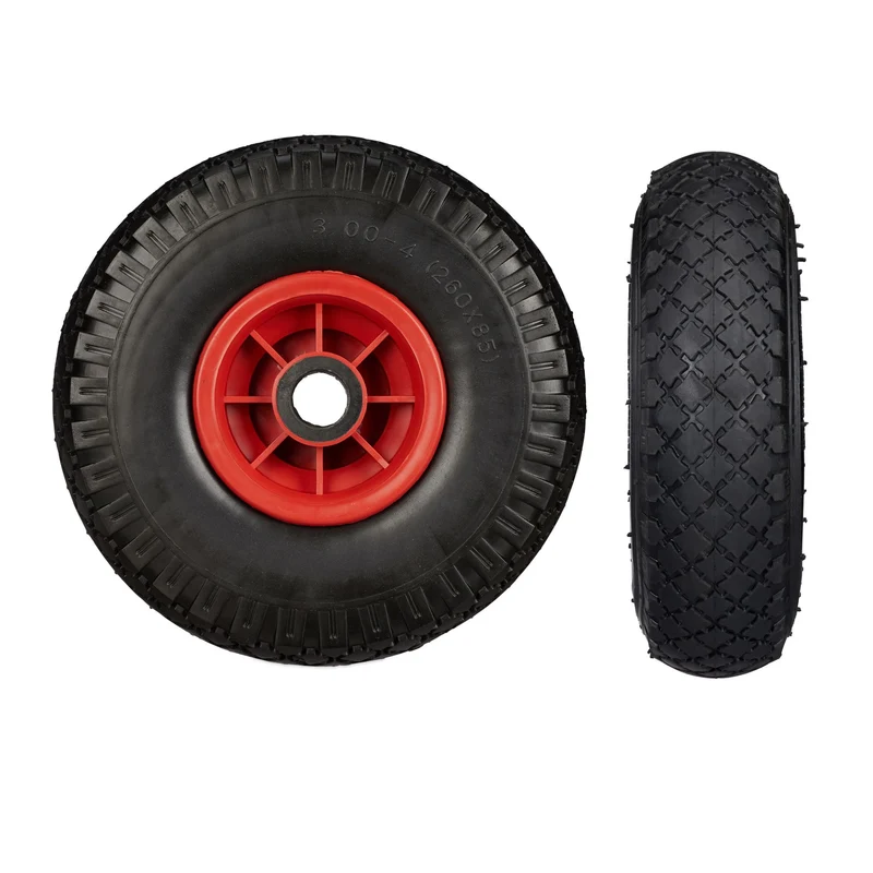 Lot de 2 roues de brouette increvables 26 x 8,5 cm transport confortable jardin en caoutchouc noir 13_0007224
