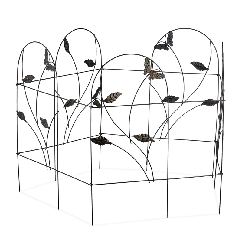 Lot de 5 bordures potager en acier noir décoratif style printanier 61,5 x 250 x 0,4 cm en métal noir 13_0008349