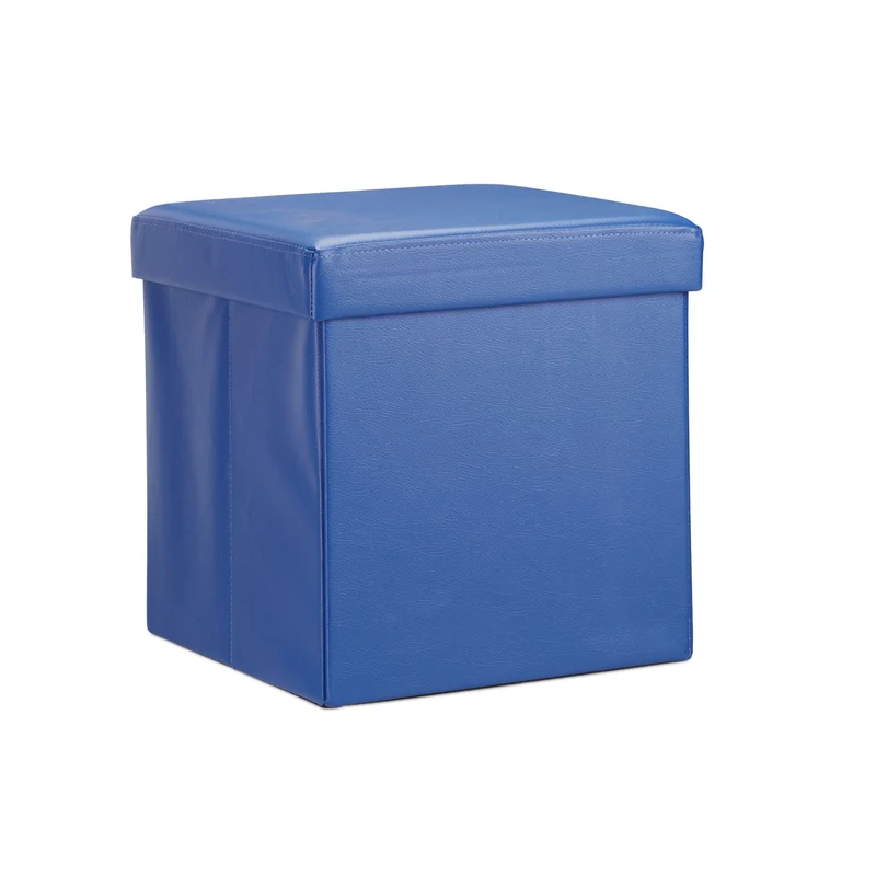Tabouret pliant de rangement 38 x 38 x 38 cm avec couvercle design moderne et pratique en similicuir noir 13_0005707