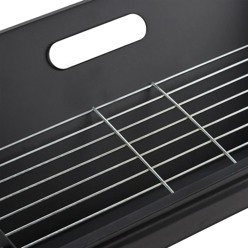 Barbecue pliable portable surélevé 60 x 40 x 30 cm aération efficace pour camping en métal noir 13_0005087