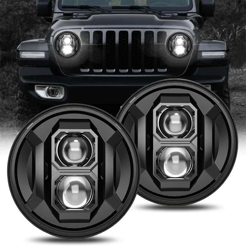 Phare LED Rond 7 Pouces Jeep Wrangler 4x4 Moto