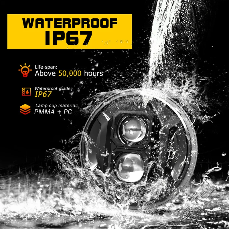 Phare LED Rond 7 Pouces Jeep Wrangler 4x4 Moto