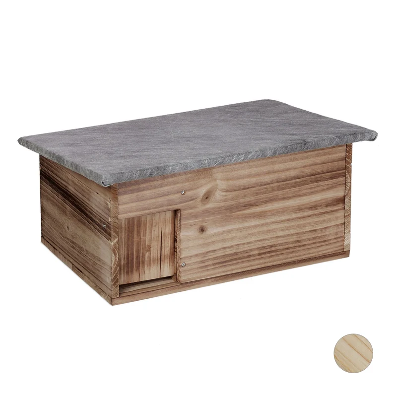 Maison pour hérisson abri d'hiver jardin 21 x 46 x 34 cm avec protection contre prédateurs en bois de sapin 13_0006489