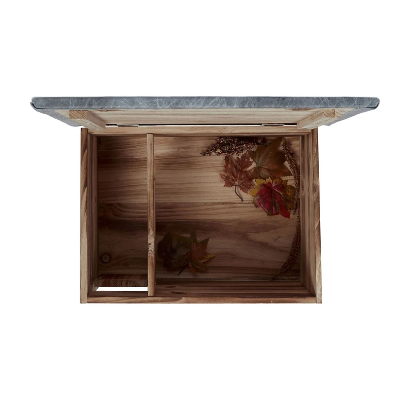 Maison pour hérisson abri d'hiver jardin 21 x 46 x 34 cm avec protection contre prédateurs en bois de sapin 13_0006489