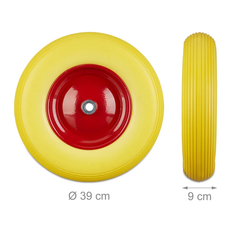 Roue de brouette increvable 39 x 9 cm transport confortable jardin en caoutchouc noir 13_0006822