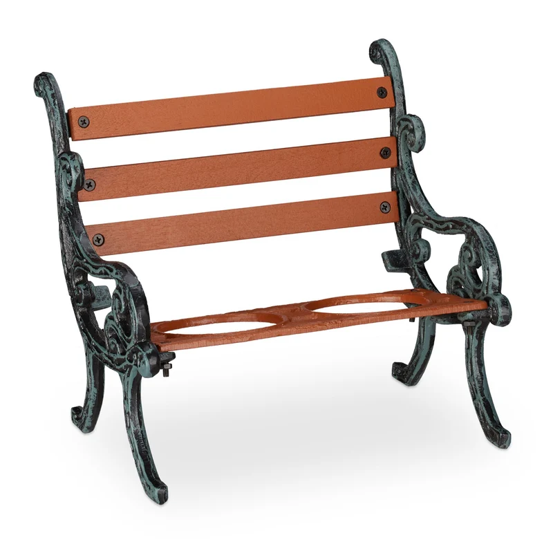 Banc de fleurs décoratif pour 2 ou 3 pots jardin terrasse 24,5 x 40 x 22 cm en fonte brun 13_0006103
