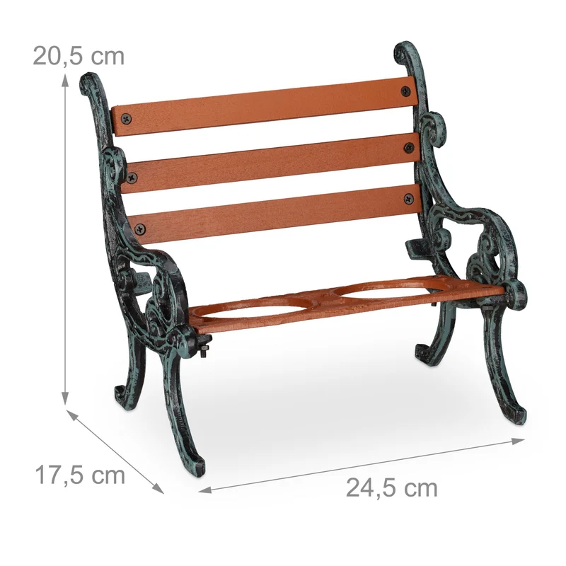 Banc de fleurs décoratif pour 2 ou 3 pots jardin terrasse 24,5 x 40 x 22 cm en fonte brun 13_0006103