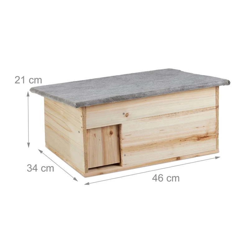 Maison pour hérisson hiver protection jardin 21 x 46 x 34 cm en bois de sapin 13_0006488