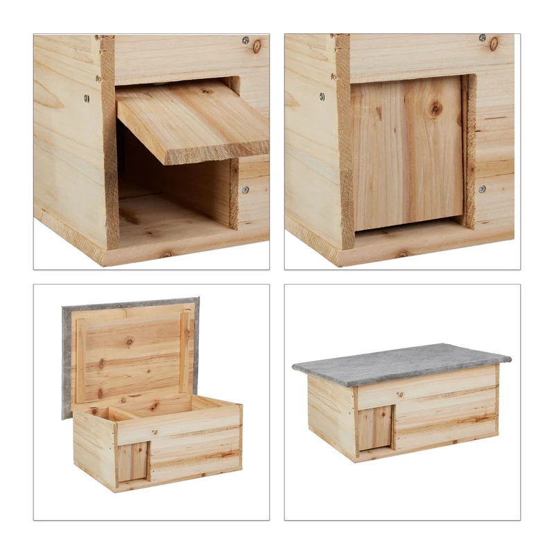 Maison pour hérisson hiver protection jardin 21 x 46 x 34 cm en bois de sapin 13_0006488