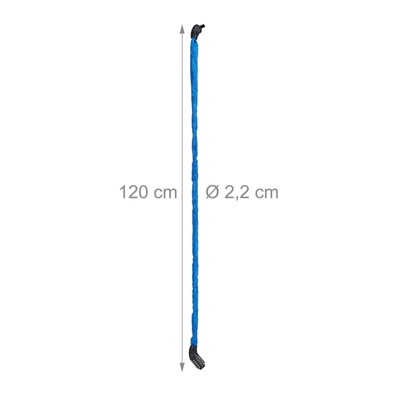 Chaîne antivol vélo à code sécurisée longueur 120 cm épaisseur 2,2 cm pratique pour plusieurs vélos en acier noir 13_0006091