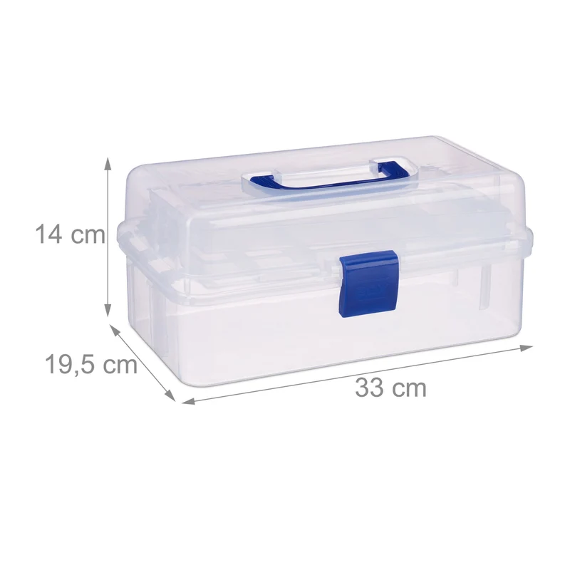 Boîte de rangement pratique multiusage 17 x 33 x 39 cm avec 9 compartiments design transparent en plastique transparent 13_0006715