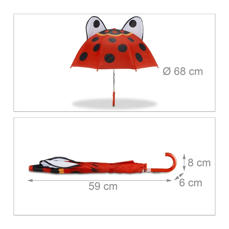 Parapluie enfant 3D motif animaux léger 59 x 8 x 6 cm en polyester multicolore 13_0006782