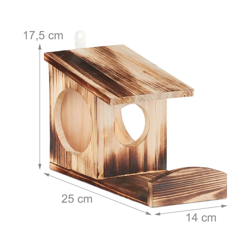 Mangeoire pour écureuils à accrocher jardin balcon 17,5 x 14 x 25 cm observation animale en bois naturel 13_0006932