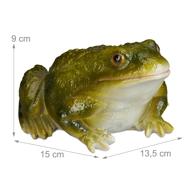 Statue de jardin crapaud décorative ambiance naturelle 9 x 13,5 x 15 cm en pierre artificielle gris 13_0006282