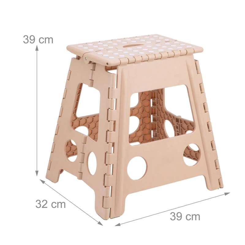 Tabouret pliable pratique pour salle de bain cuisine 39 x 39 x 32 cm léger design moderne en plastique noir 13_0006855