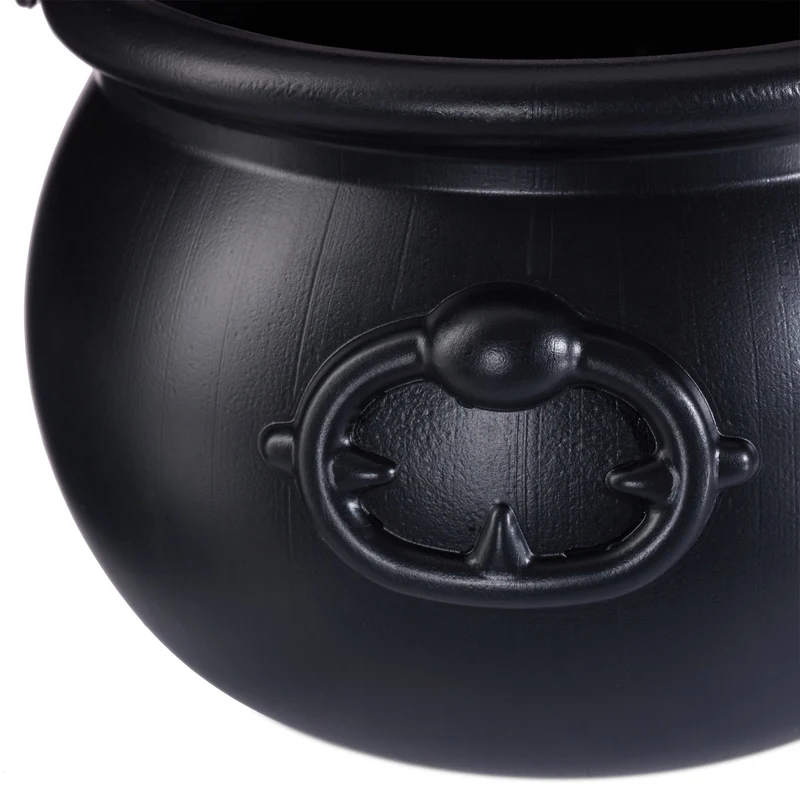 Chaudron de sorcière noir décoratif portable Halloween 19 x 13 cm en plastique noir 13_0004294