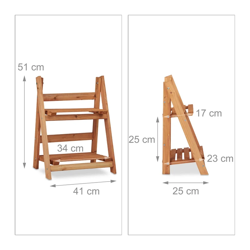 Échelle à plantes intérieure design moderne rangement pliable 107,5 x 41 x 40 cm en bois naturel 13_0005913