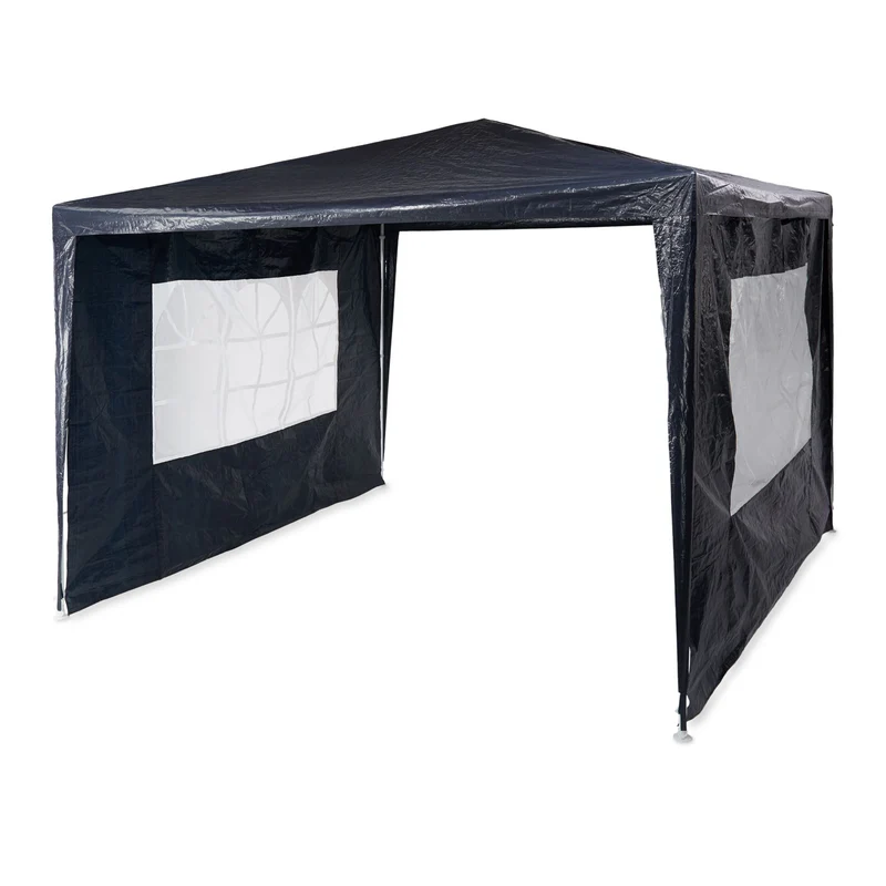 Tonnelle pavillon chapiteau 3 x 3 m idéale jardin camping 2 parois latérales en polyéthylène blanc 13_0005255