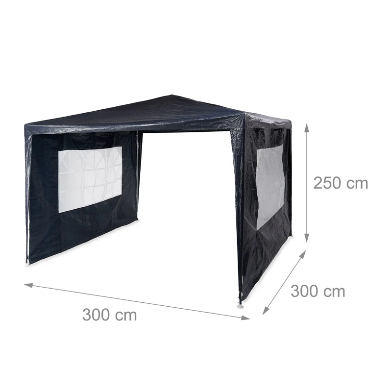Tonnelle pavillon chapiteau 3 x 3 m idéale jardin camping 2 parois latérales en polyéthylène blanc 13_0005255