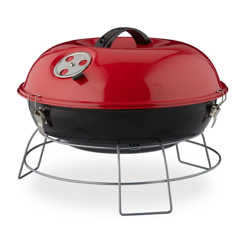 Barbecue rond portable compact 27 x 36 cm pour 4 personnes en acier émaillé noir 13_0005636