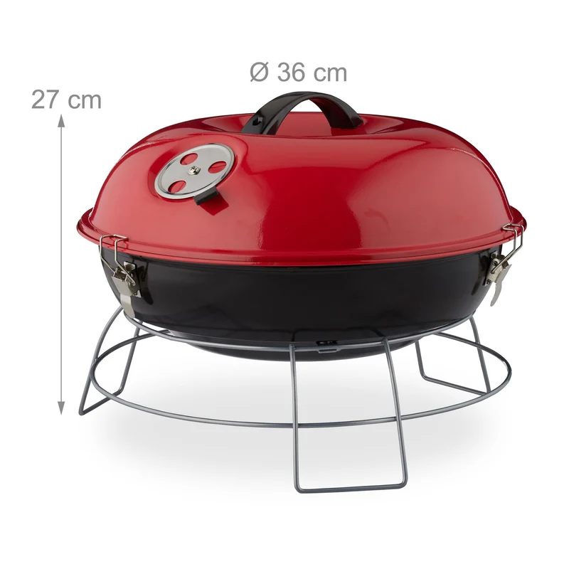 Barbecue rond portable compact 27 x 36 cm pour 4 personnes en acier émaillé noir 13_0005636