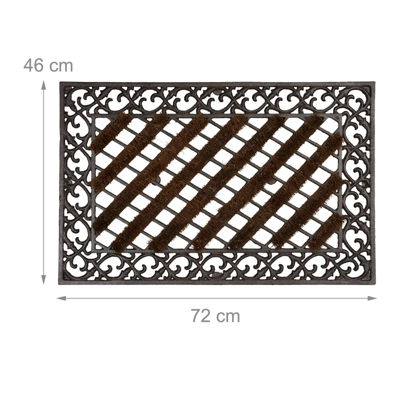 Paillasson rectangulaire ancien style antique 72 x 46 cm fonction brosse anti-dérapant en fonte bronze 13_0005791