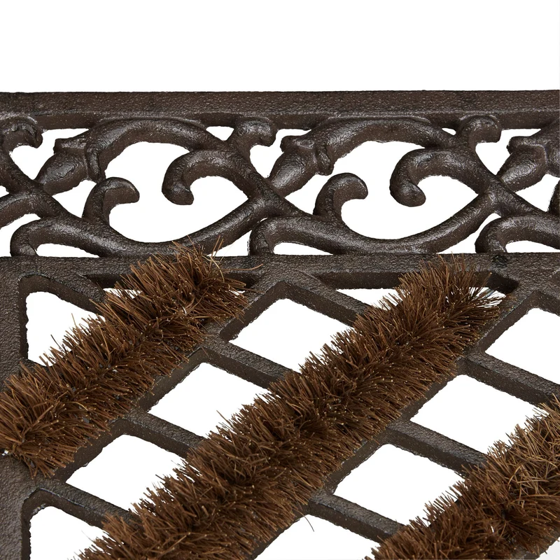 Paillasson rectangulaire ancien style antique 72 x 46 cm fonction brosse anti-dérapant en fonte bronze 13_0005791