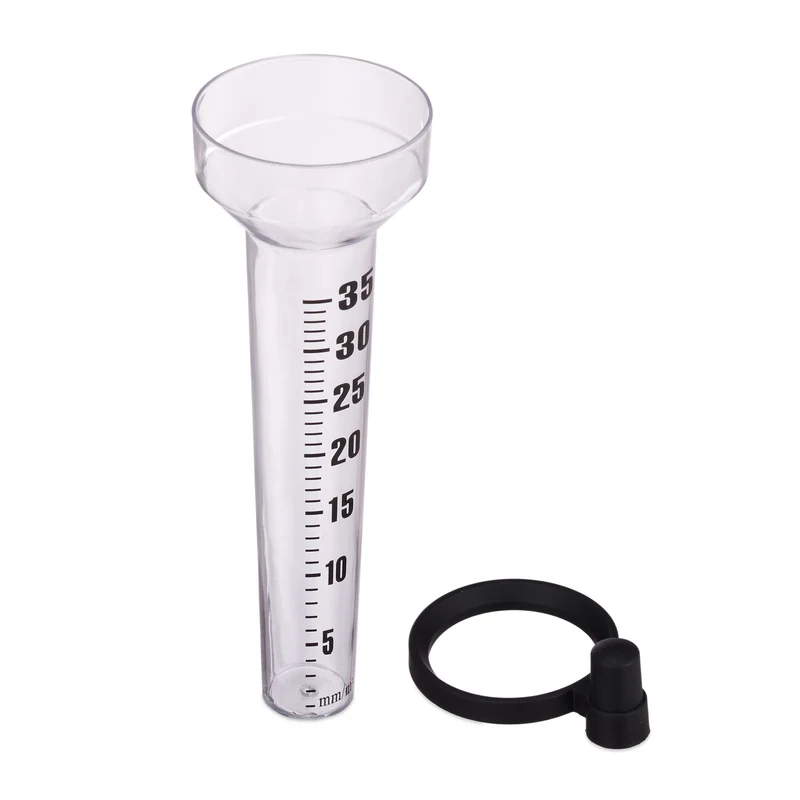 Lot de 2 pluviomètres jardin affichage lisible 24,5 x 10,5 x 8,5 cm en plastique transparent 13_0004782
