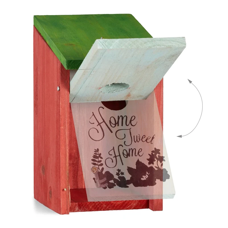 Nichoir à oiseaux abri refuge pour oiseaux chanteurs 21,5 x 12 x 15,2 cm en bois rouge 13_0005237