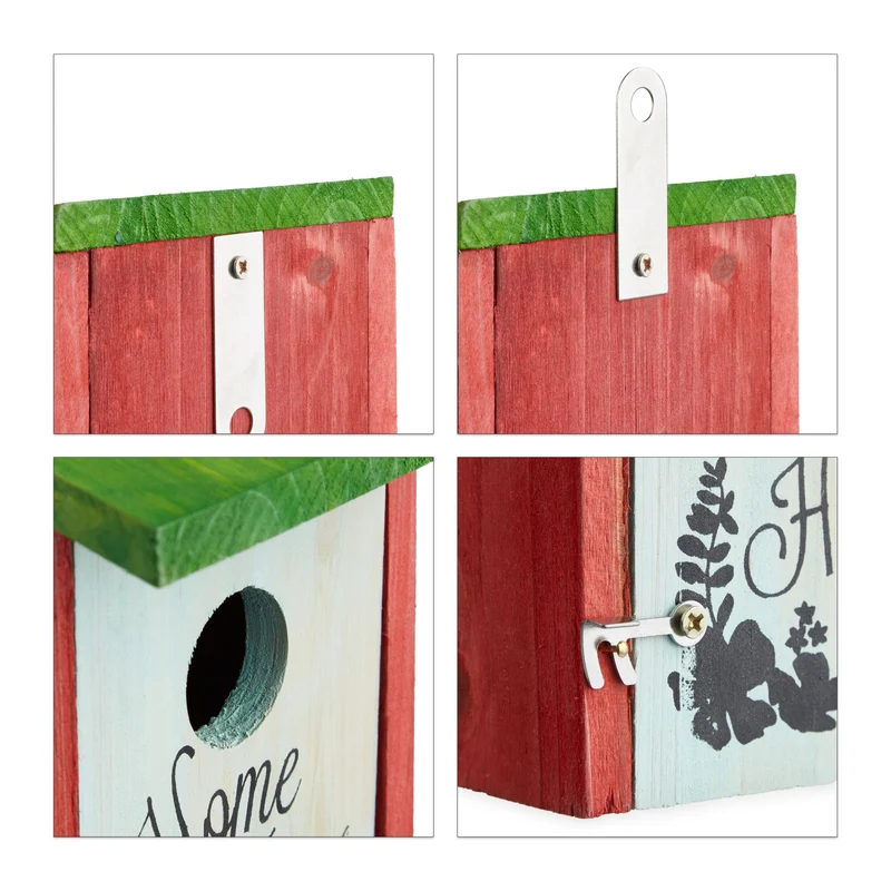 Nichoir à oiseaux abri refuge pour oiseaux chanteurs 21,5 x 12 x 15,2 cm en bois rouge 13_0005237
