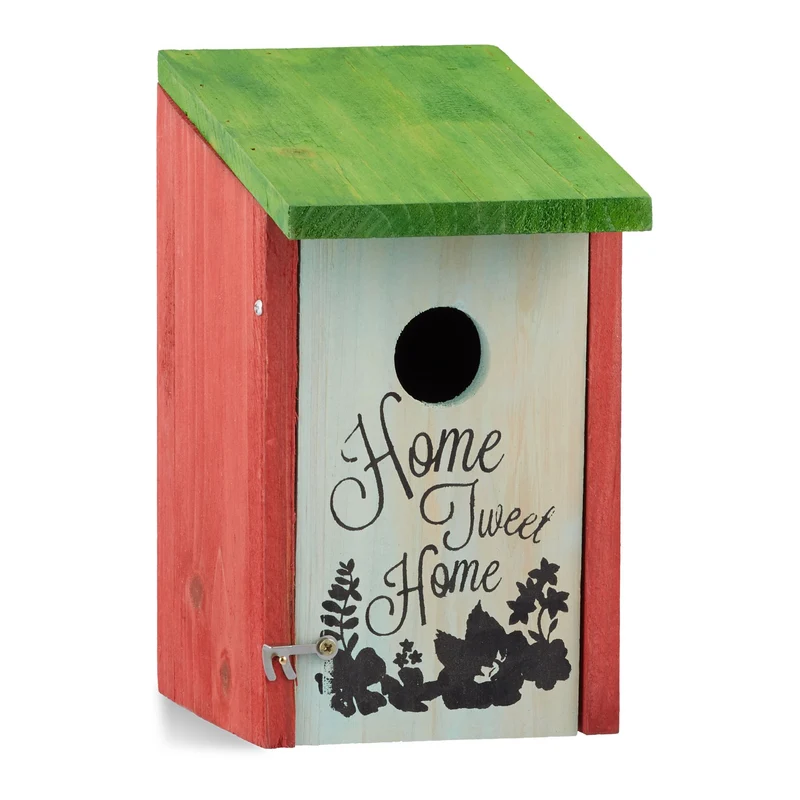 Nichoir à oiseaux abri refuge pour oiseaux chanteurs 21,5 x 12 x 15,2 cm en bois rouge 13_0005237