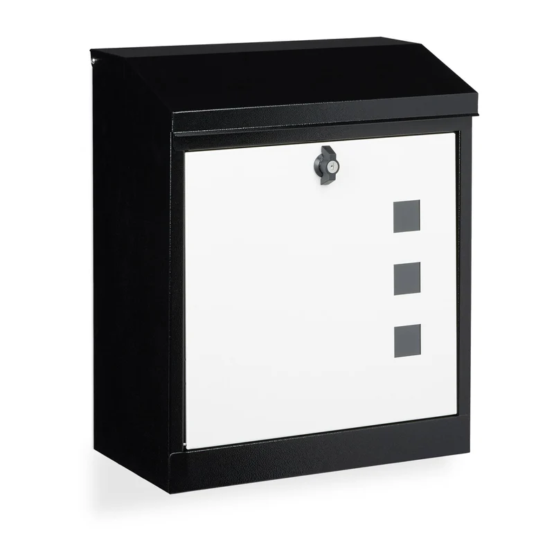 Boîte aux lettres murale grande XL pour courrier volumineux 53 x 43,5 x 26 cm en acier galvanisé noir 13_0005251