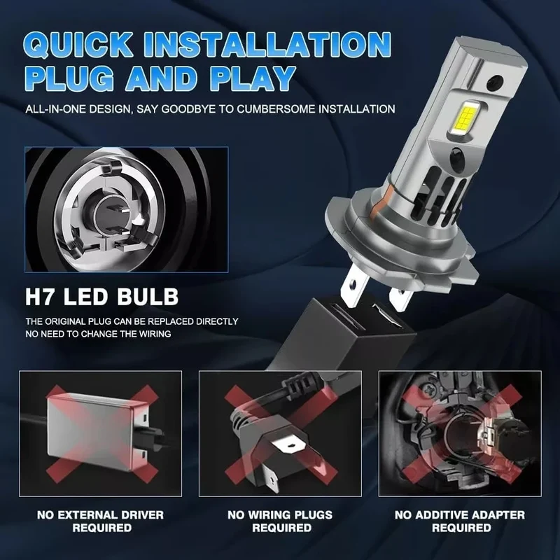 Ampoules LED H7 6000K Canbus 300W haute puissance 2 pièces