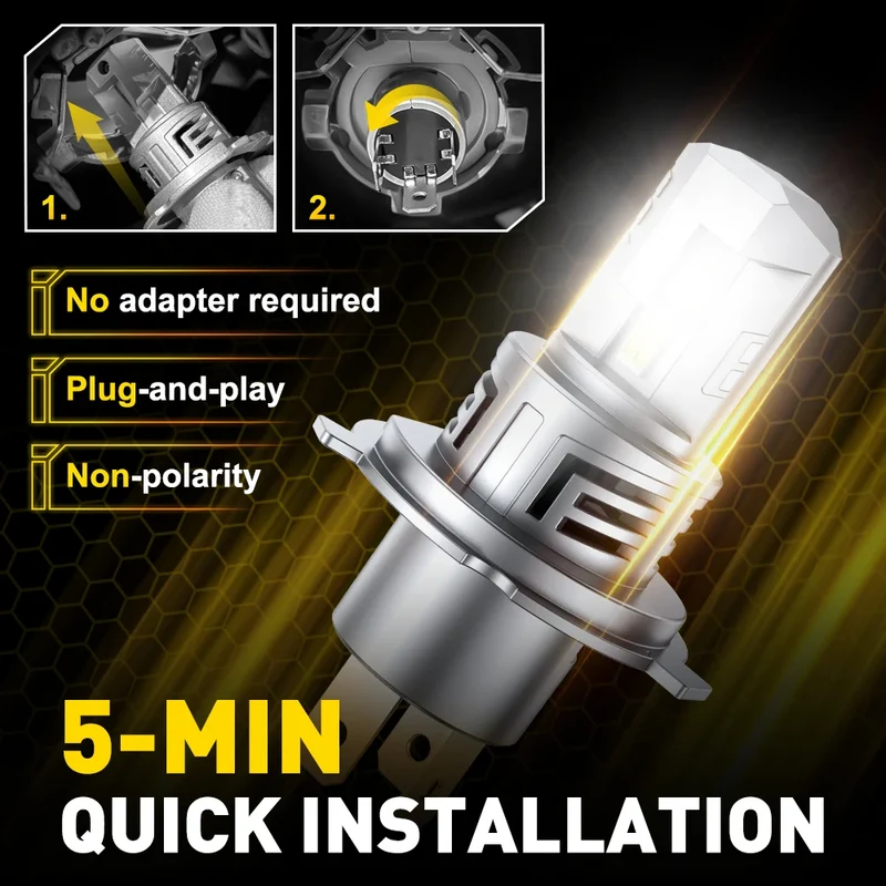 Ampoules LED H4 Canbus 60W 12V pour voiture 2 pièces