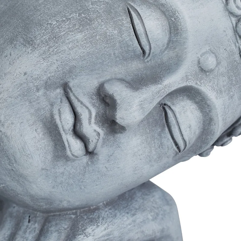 Statue de Bouddha assis décorative spirituelle 60 x 35 x 35 cm ambiance zen en céramique gris 13_0006089