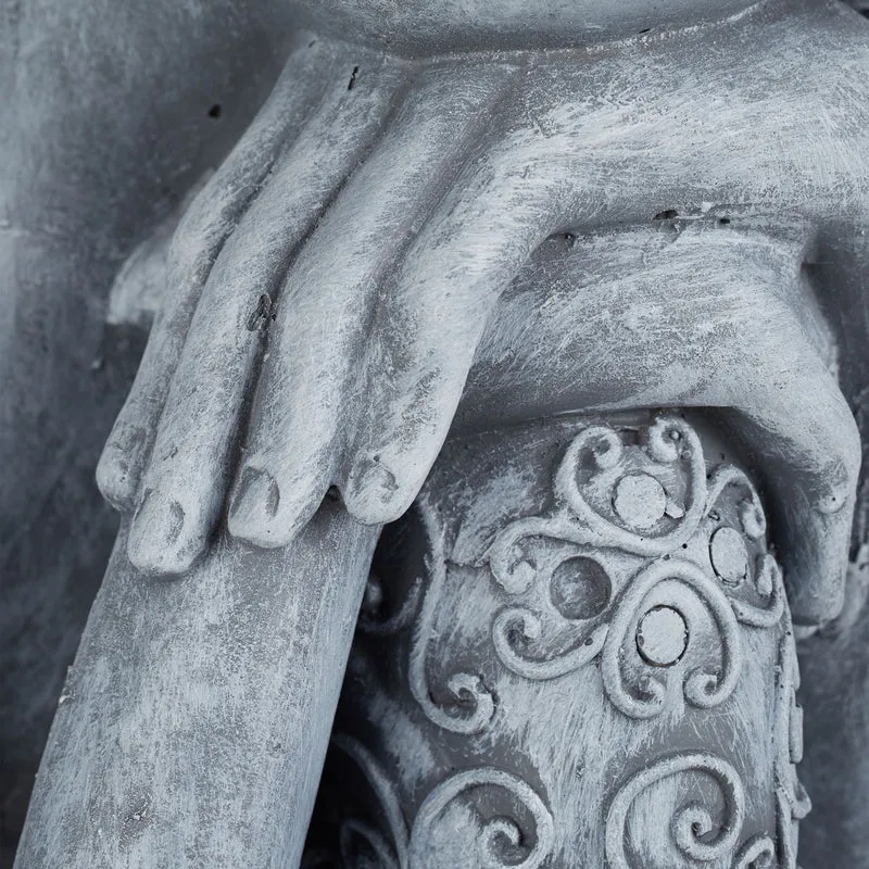 Statue de Bouddha assis décorative spirituelle 60 x 35 x 35 cm ambiance zen en céramique gris 13_0006089