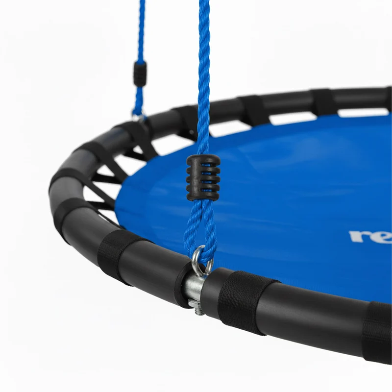 Balançoire nid d'oiseau ronde jardin 120 cm assise confortable réglable en métal noir 13_0006451