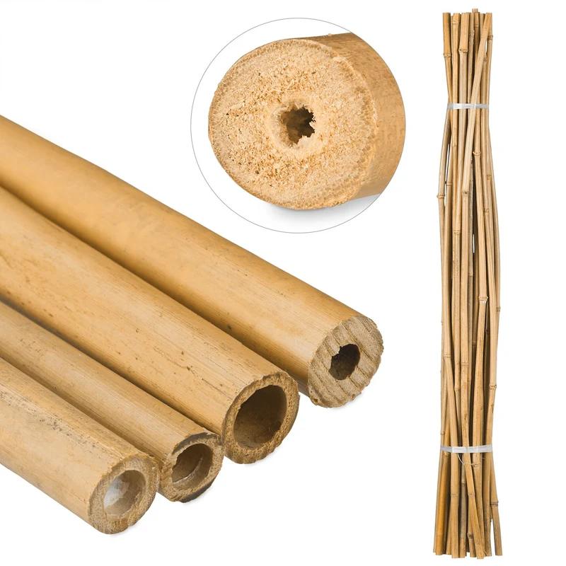 Lot de 25 tiges en bambou naturel pour jardin 150 x 10 cm stabilisation plantes décoration asiatique en bambou naturel 13_0006321